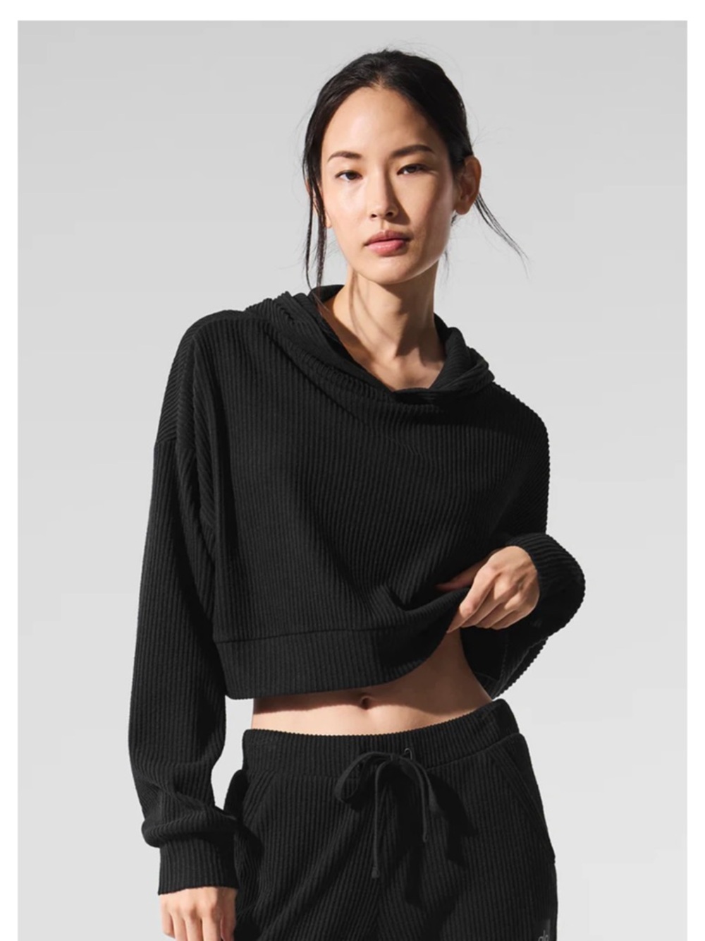 ALO Muse Ribbed Cropped Hoodie - Women